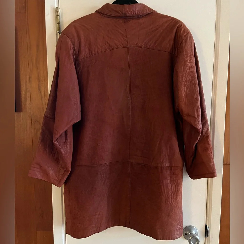 Etienne Aigner Vintage Burgundy Oxblood Leather Blazer Jacket - Picture 2 of 8